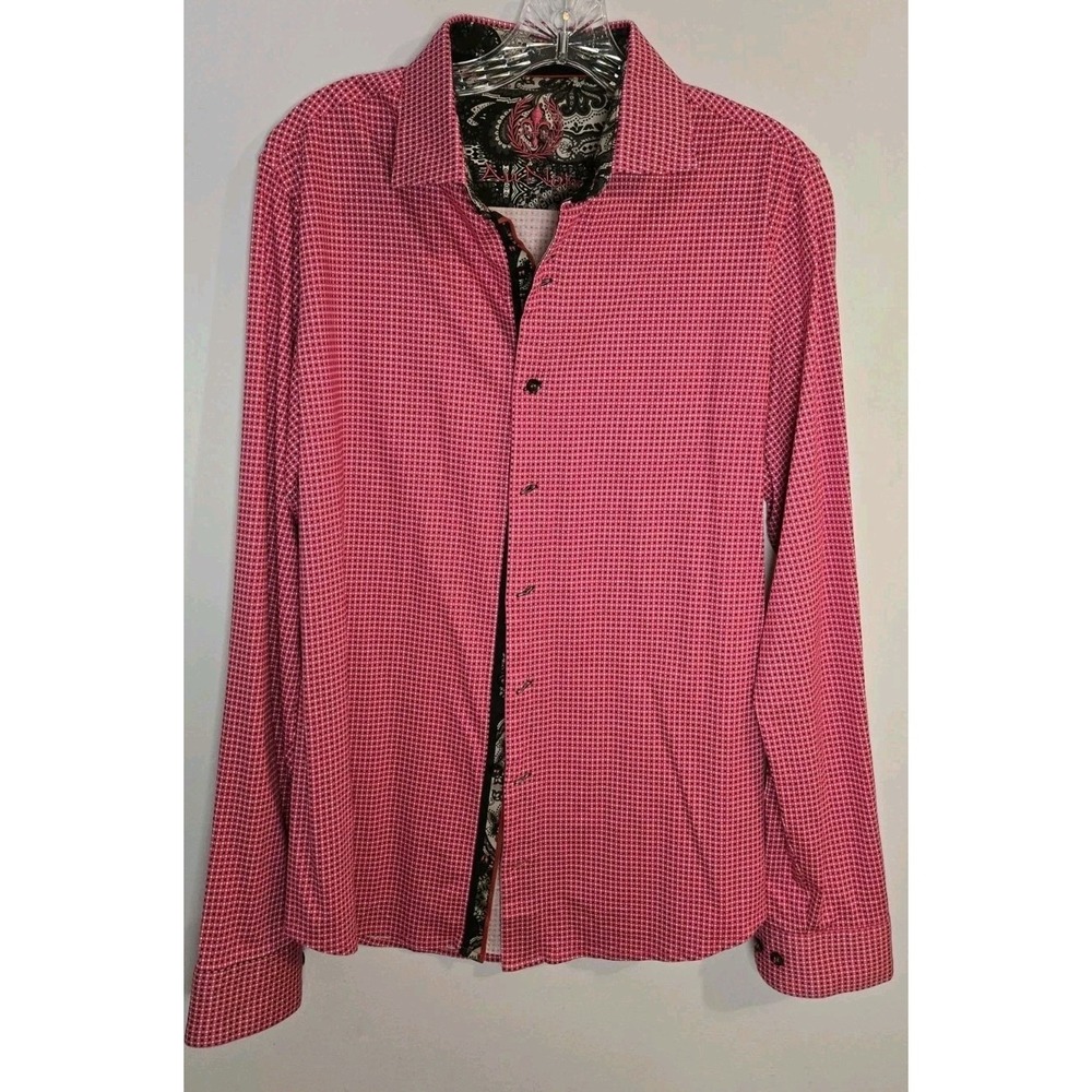 Au Noir Large Pink /Black Button-Up Men Shirt Designer Sophisticated Original